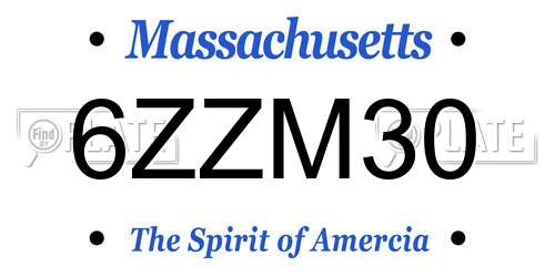6ZZM30 Massachusetts License Plate