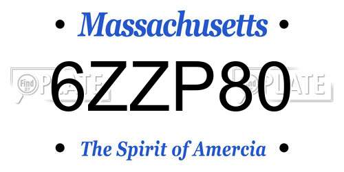 6ZZP80 Massachusetts License Plate