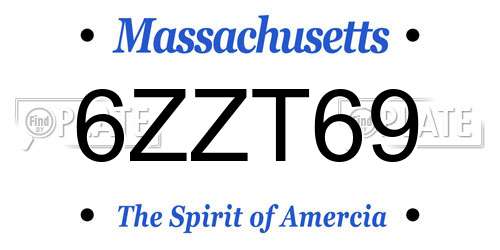 6ZZT69 Massachusetts License Plate