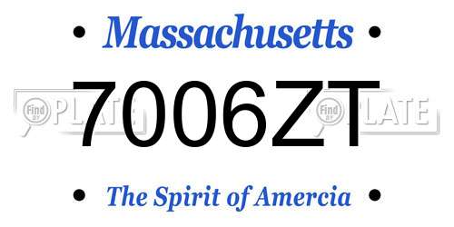 7006ZT Massachusetts License Plate