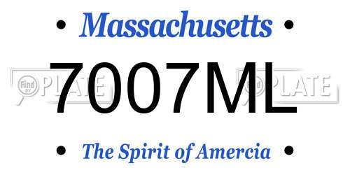 7007ML Massachusetts License Plate