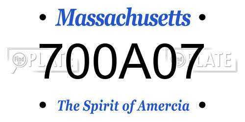 700A07 Massachusetts License Plate