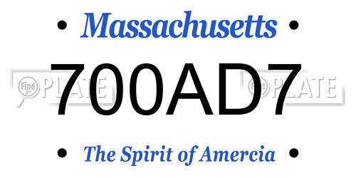 700AD7 Massachusetts License Plate