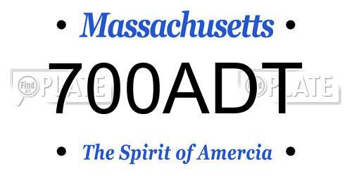 700ADT Massachusetts License Plate
