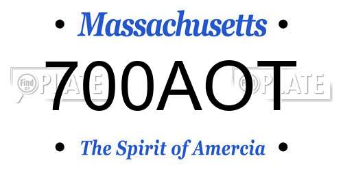 700AOT Massachusetts License Plate