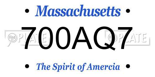 700AQ7 Massachusetts License Plate