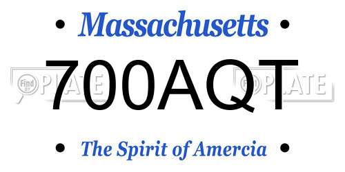 700AQT Massachusetts License Plate