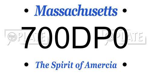700DP0 Massachusetts License Plate
