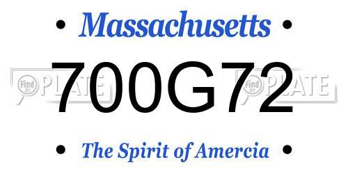 700G72 Massachusetts License Plate