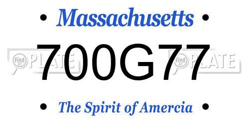 700G77 Massachusetts License Plate