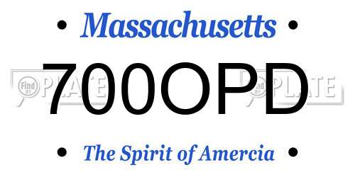 700OPD Massachusetts License Plate