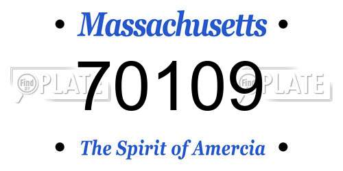 70109 Massachusetts License Plate