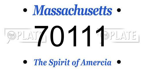 70111 Massachusetts License Plate