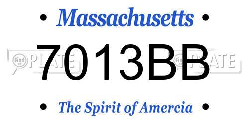 7013BB Massachusetts License Plate
