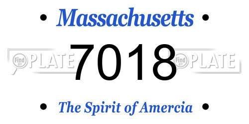 7018 Massachusetts License Plate