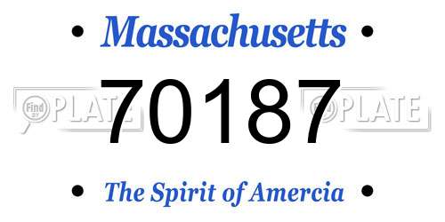 70187 Massachusetts License Plate