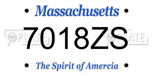 7018ZS Massachusetts License Plate