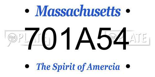 701A54 Massachusetts License Plate