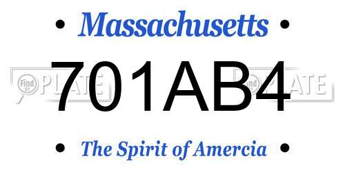 701AB4 Massachusetts License Plate