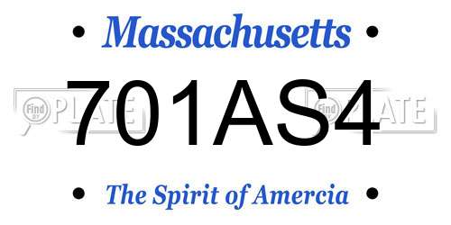 701AS4 Massachusetts License Plate