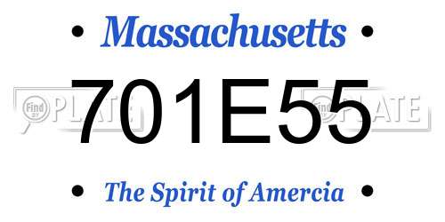 701E55 Massachusetts License Plate
