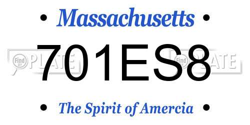 701ES8 Massachusetts License Plate