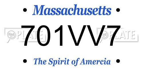701VV7 Massachusetts License Plate