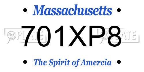 701XP8 Massachusetts License Plate