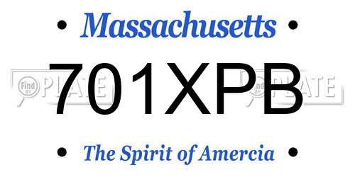 701XPB Massachusetts License Plate