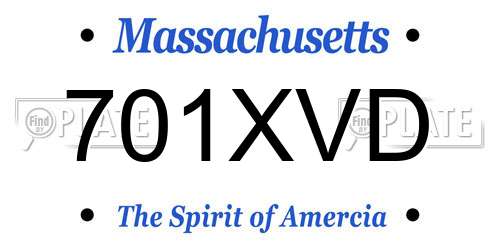 701XVD Massachusetts License Plate