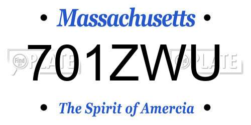 701ZWU Massachusetts License Plate