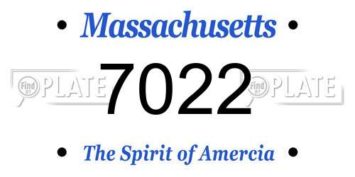 7022 Massachusetts License Plate
