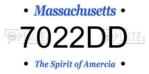 7022DD Massachusetts License Plate