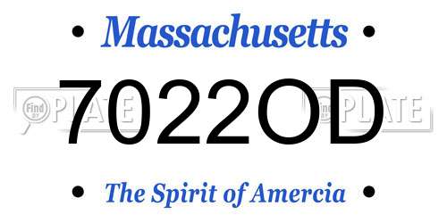 7022OD Massachusetts License Plate