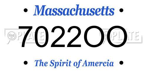 7022OO Massachusetts License Plate