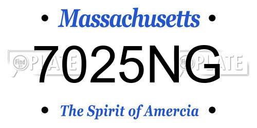 7025NG Massachusetts License Plate