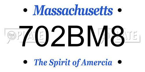 702BM8 Massachusetts License Plate