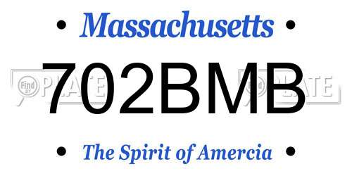 702BMB Massachusetts License Plate