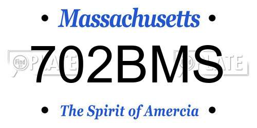 702BMS Massachusetts License Plate