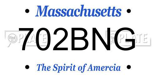 702BNG Massachusetts License Plate