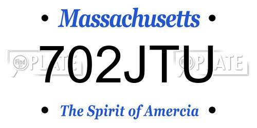 702JTU Massachusetts License Plate