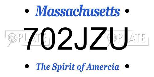 702JZU Massachusetts License Plate