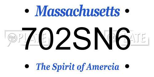 702SN6 Massachusetts License Plate
