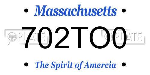 702TO0 Massachusetts License Plate
