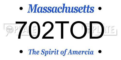 702TOD Massachusetts License Plate