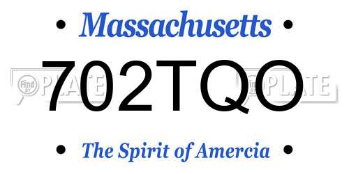 702TQO Massachusetts License Plate