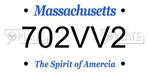 702VV2 Massachusetts License Plate