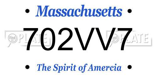 702VV7 Massachusetts License Plate