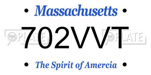 702VVT Massachusetts License Plate