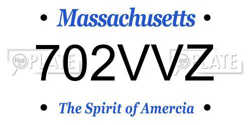 702VVZ Massachusetts License Plate